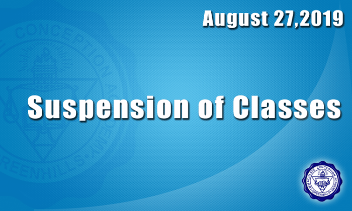 Suspension Of Classes August 27 2019 Tuesday Immaculate Conception Academy 