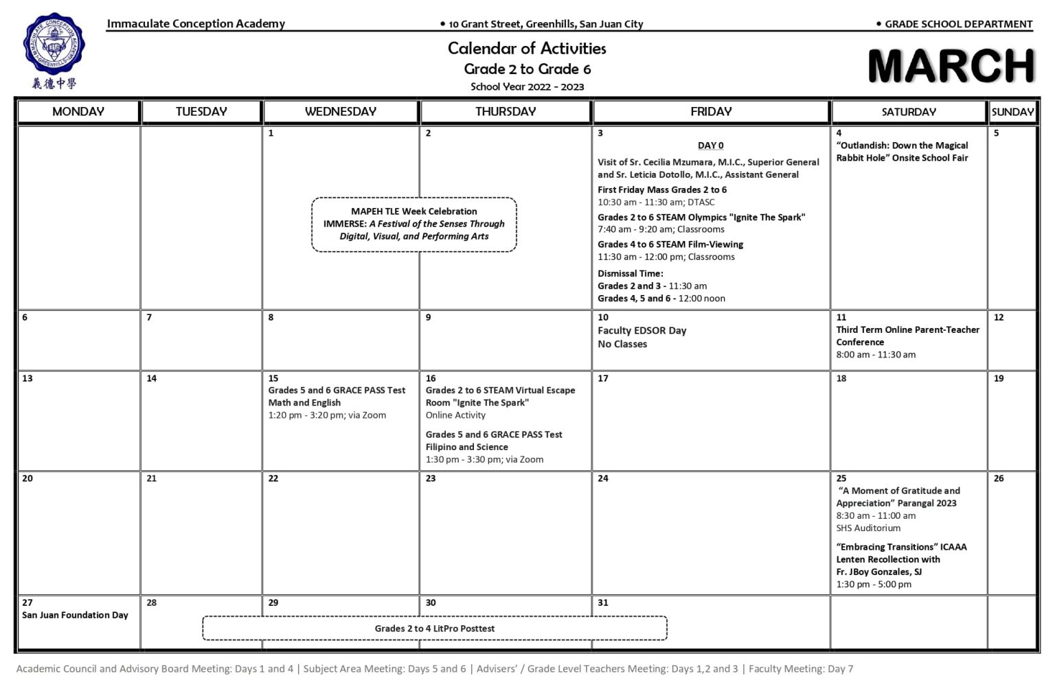 grade-2-to-6-calendar-of-activities-for-march-2023-immaculate