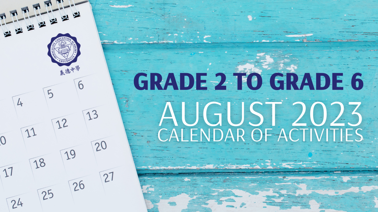 Grade 2 to Grade 6 School Calendar of Activities : August 2023 ...