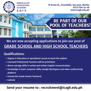 JOB POSTING - POOL OF GS AND HS TEACHERS